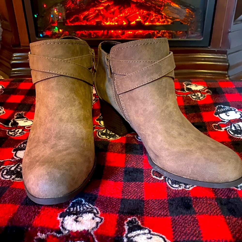 Tan booties -size 8